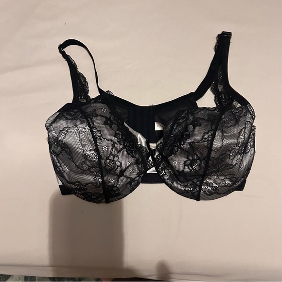Cacique Black Lace Satin Underwire Bra 40DDD Full Coverage - Picture 2 of 9